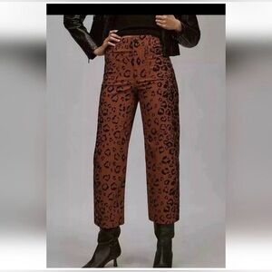 NWOT Maeve x Anthropologie The Colette Wide Leg Cropped Animal Print Pants